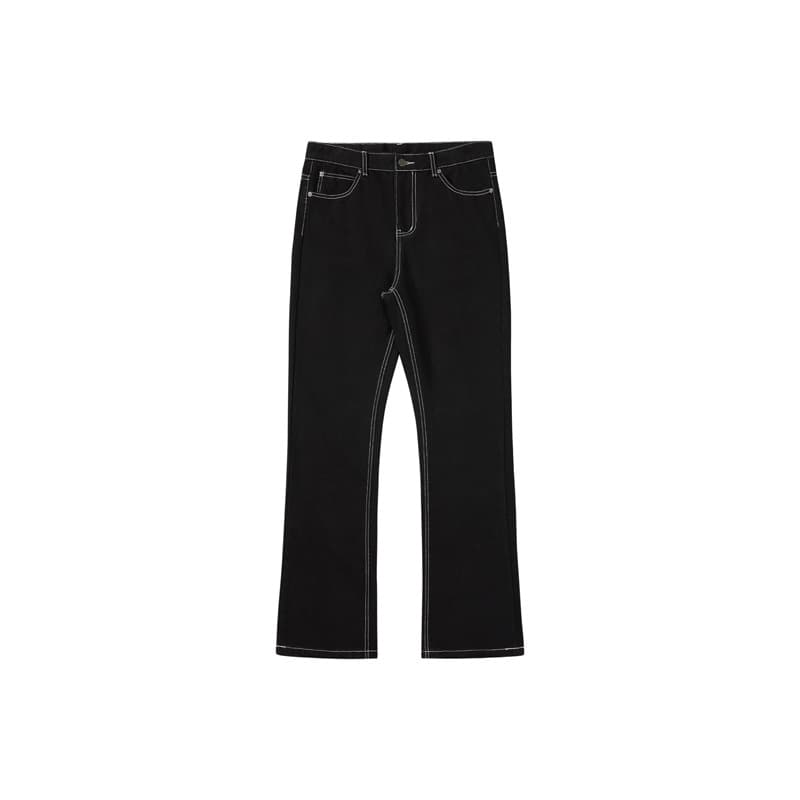 Men's Clothing Style Washed Vibe Flared Black Jeans Style High Street White Line Jeans Kenij