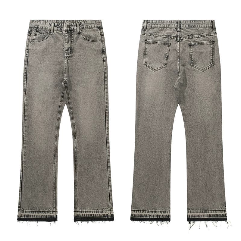 ​​Men's Distressed Wide-Leg Jeans – Vintage Washed, Knife-Cut Cleanfit Flare Denim Pants (S-XL)​​