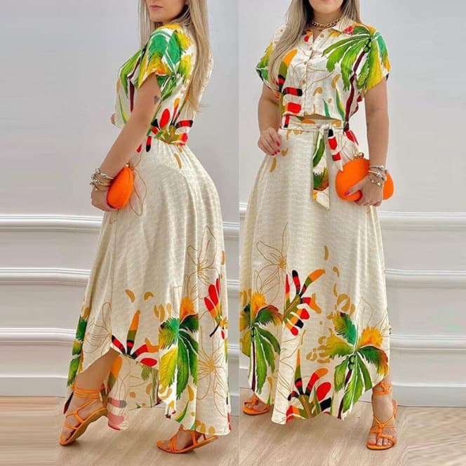 Women's Clothing New Fashion Positioning Printed Skirt Suits