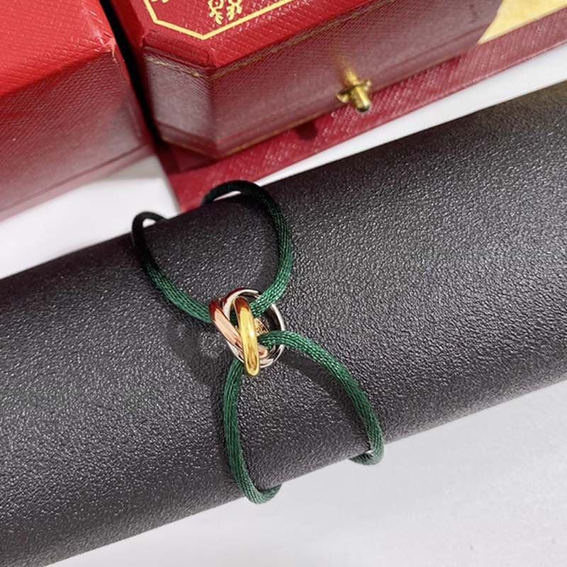 Bracelet homme femme créateur bijoux or unisexe acier inoxydable 3 boucles métal ruban lacé chaîne multicolore