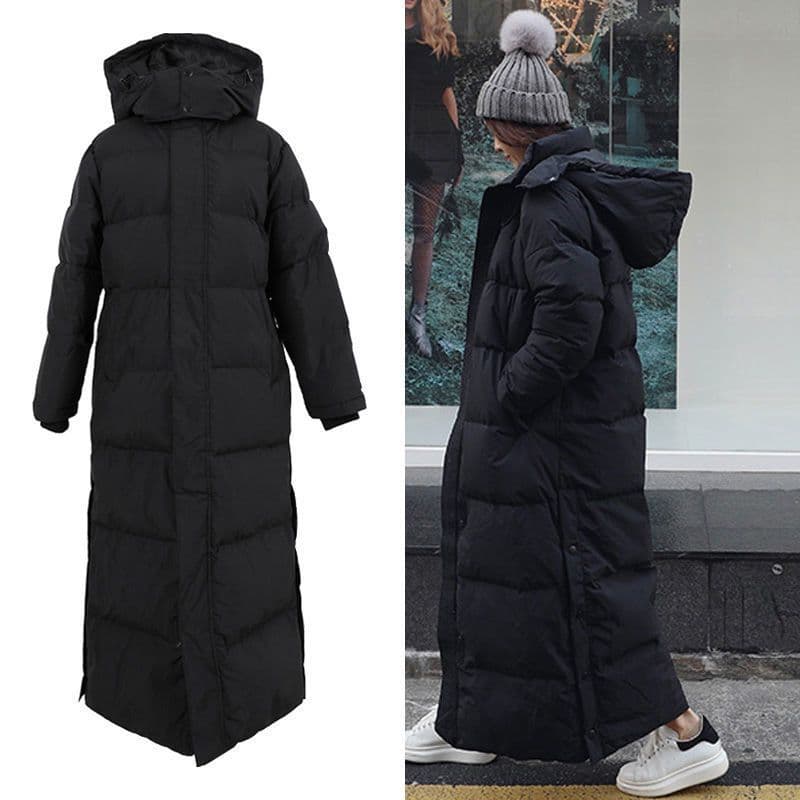 Women's Clothing Wang Girl's Shop Big Quilt Cotton Jacket New Winter Mid Length Over Knee Korean Style Black Thin Fashion