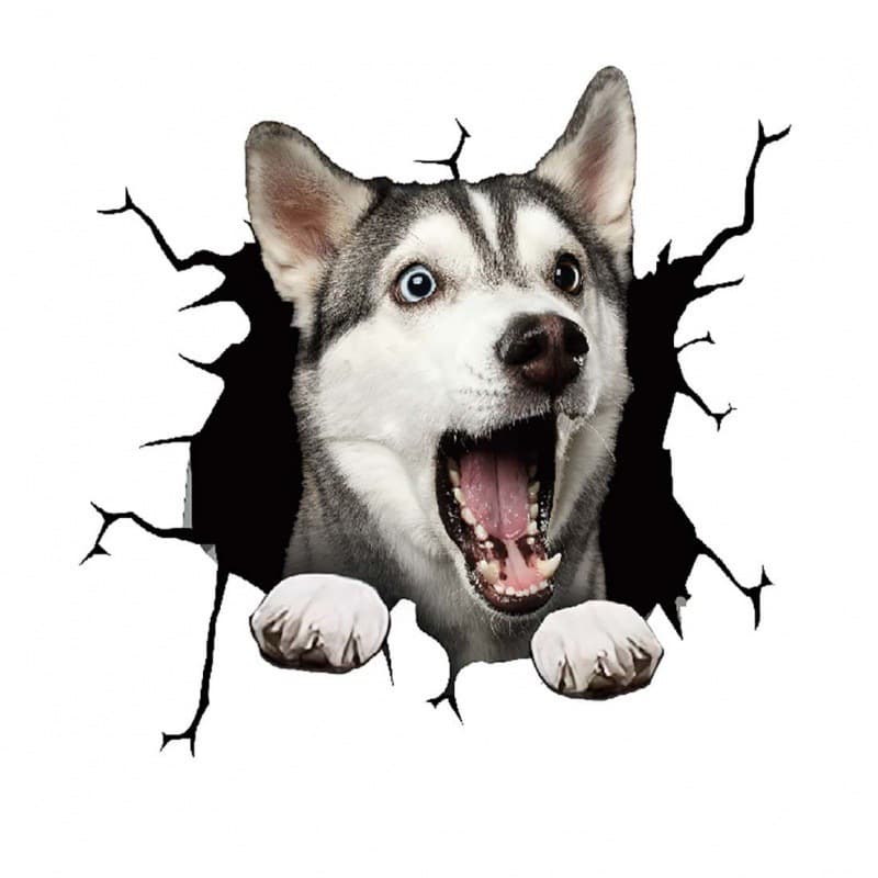 Creative cracked animal wall perforated car personalized glass stickers, dog stickers