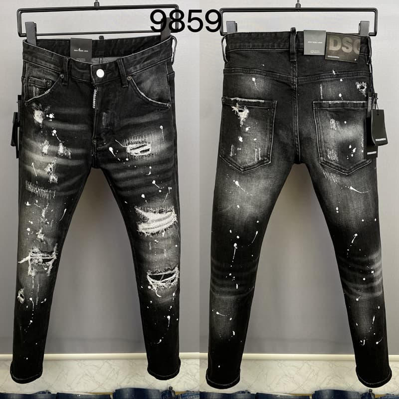Pantalon en denim déchiré pour hommes, personnalité, petite jambe droite