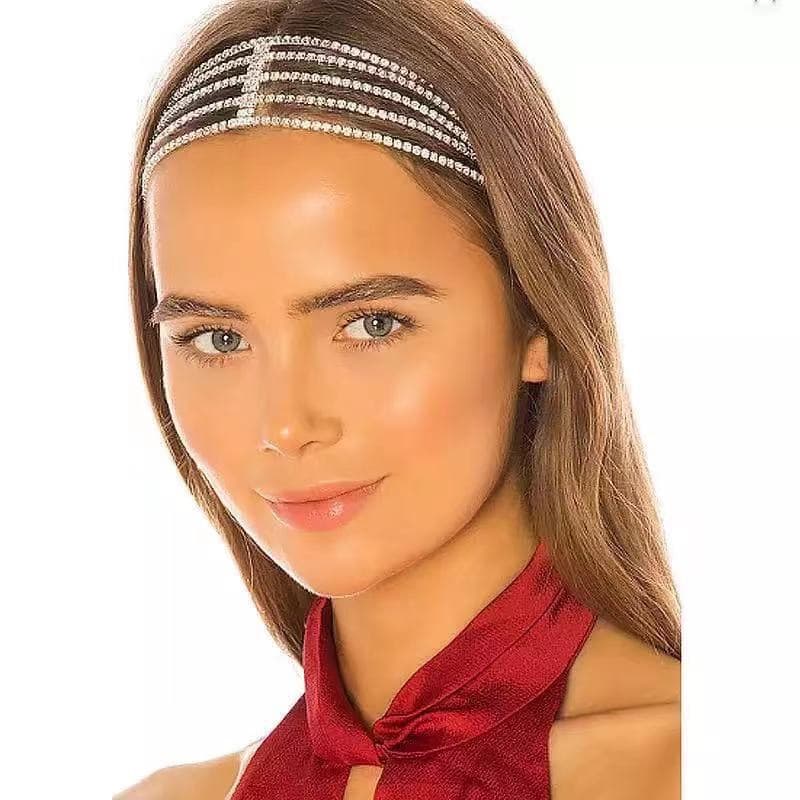 New trend simple fashion bridal headband headdress for women elastic multi layer rhinestone headband Headdress