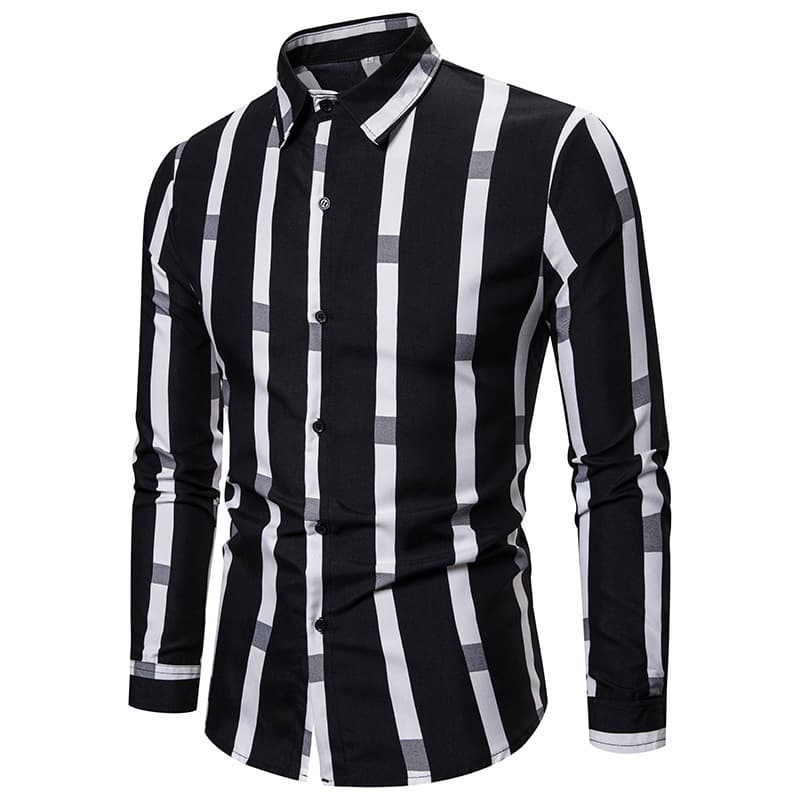 Unbeatable Quality 2025 New Men's Long Sleeve Striped Flip Collar Loose Casual Business Shirt
