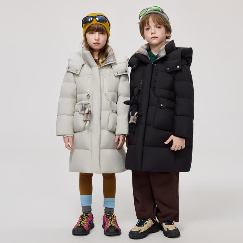 Trendy Girls' Mid-Length Down Jacket – Warm Winter Coat For Kids (120-170cm) In Black/Violet/Grey