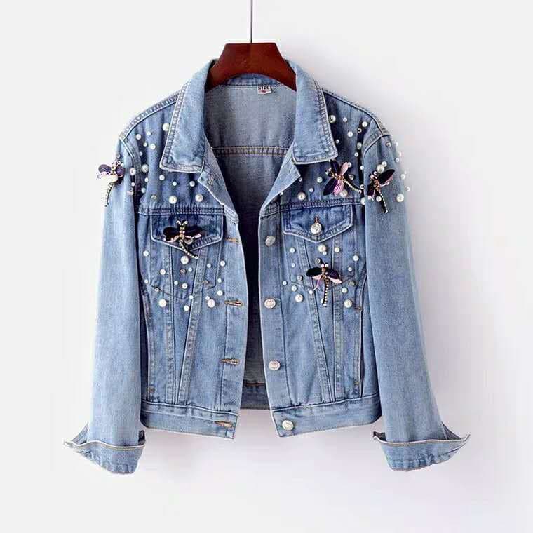 Women's Clothing 2024 autumn new fashion embroidered denim jacket for women loose short temperament versatile jacket tops for women