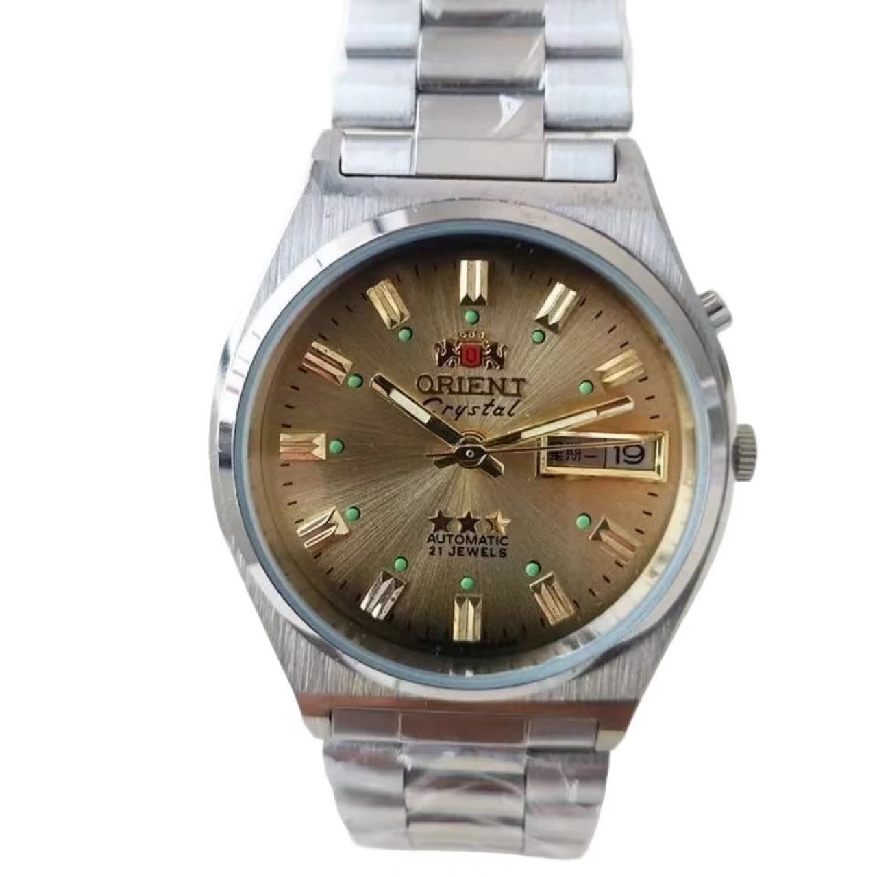 Oriental Men's Luminous Dual Calendar Automatic Mechanical Watch Old Model Double Lion Wristwatch