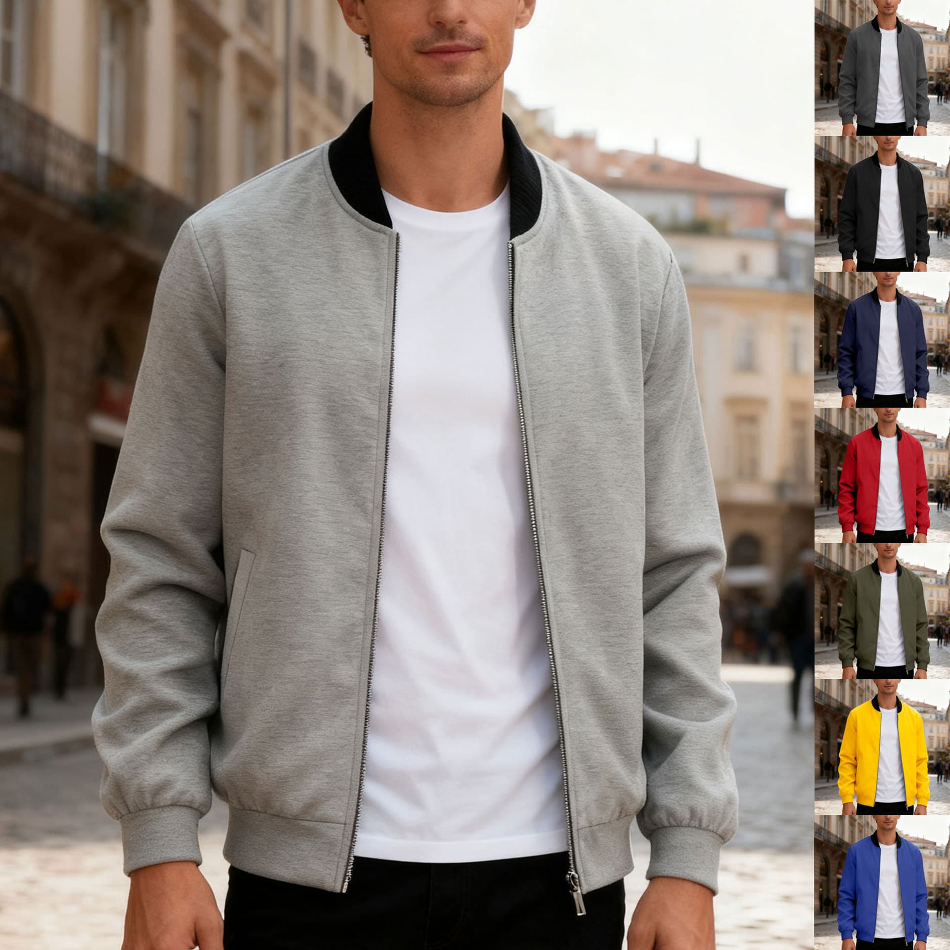 ​​Men's Solid Color Lightweight Jacket - Slim Fit Casual Zip-Up Spring/Fall Outerwear (8 Colors)​​ Fashion Trends