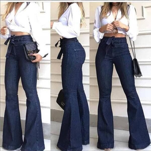high-waist Hip-lifting Lace-up Flared Pants, Wide-leg Pants And Jeans For Women
