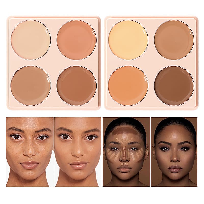 USHAS Concealer Black Eye Circle Lasting Non sticking Powder concealer 4-color foundation make-up