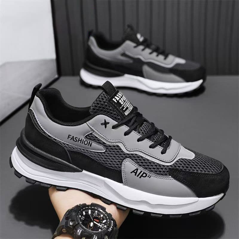 Men's Breathable Mesh Casual Sneakers With Thick Sole For Comfort And Style, Lightweight And Supportive For Daily Wear