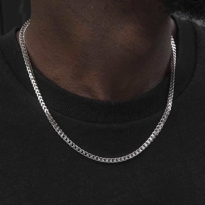 Popular Four Sided Grinding Keel Chain Necklace Hip Hop Personality Square Braided Titanium Steel Men's Necklace