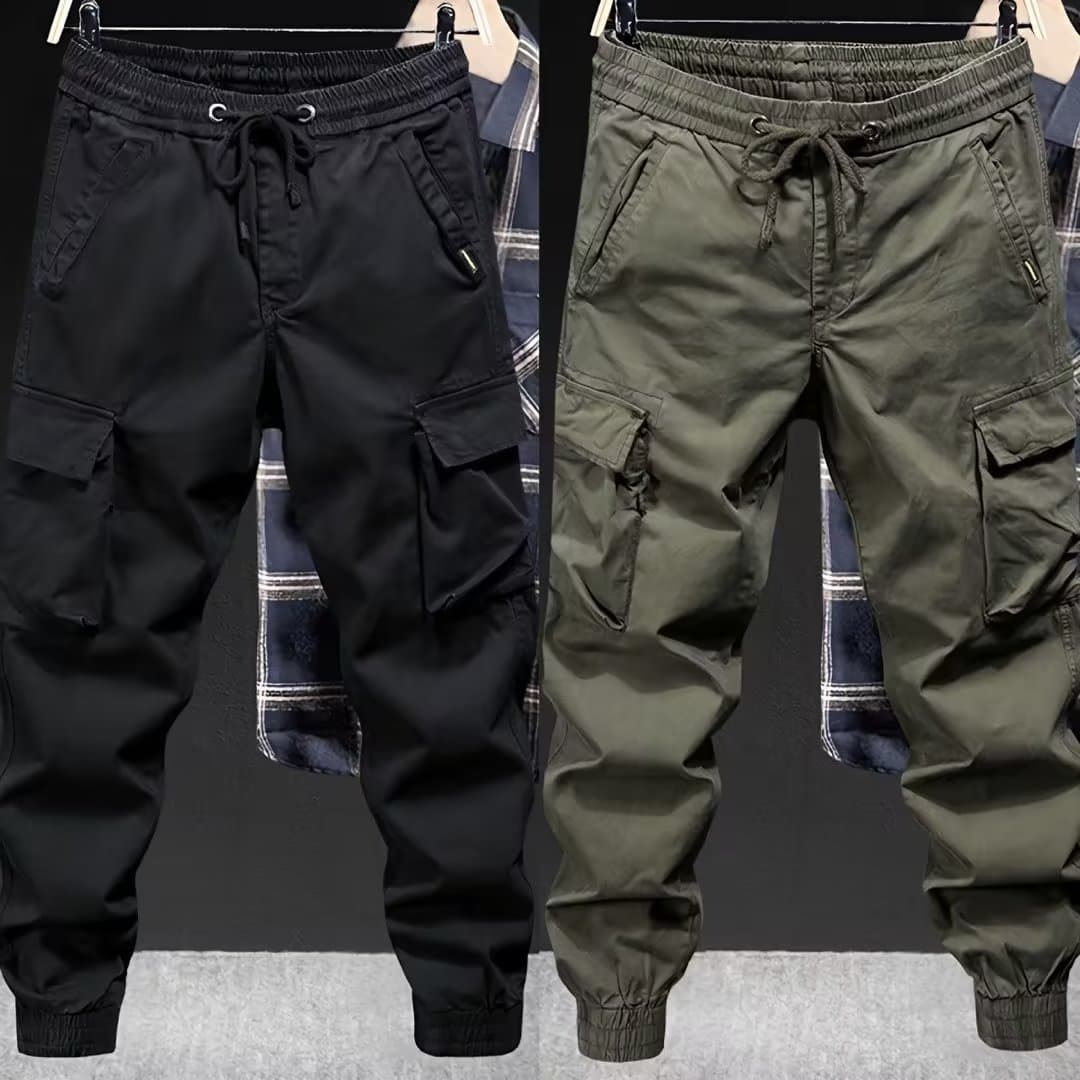 Army Green Cargo Spring Autumn Trendy Loose Jogger Outdoor Hiking Tactical Men American Style Casual Pants