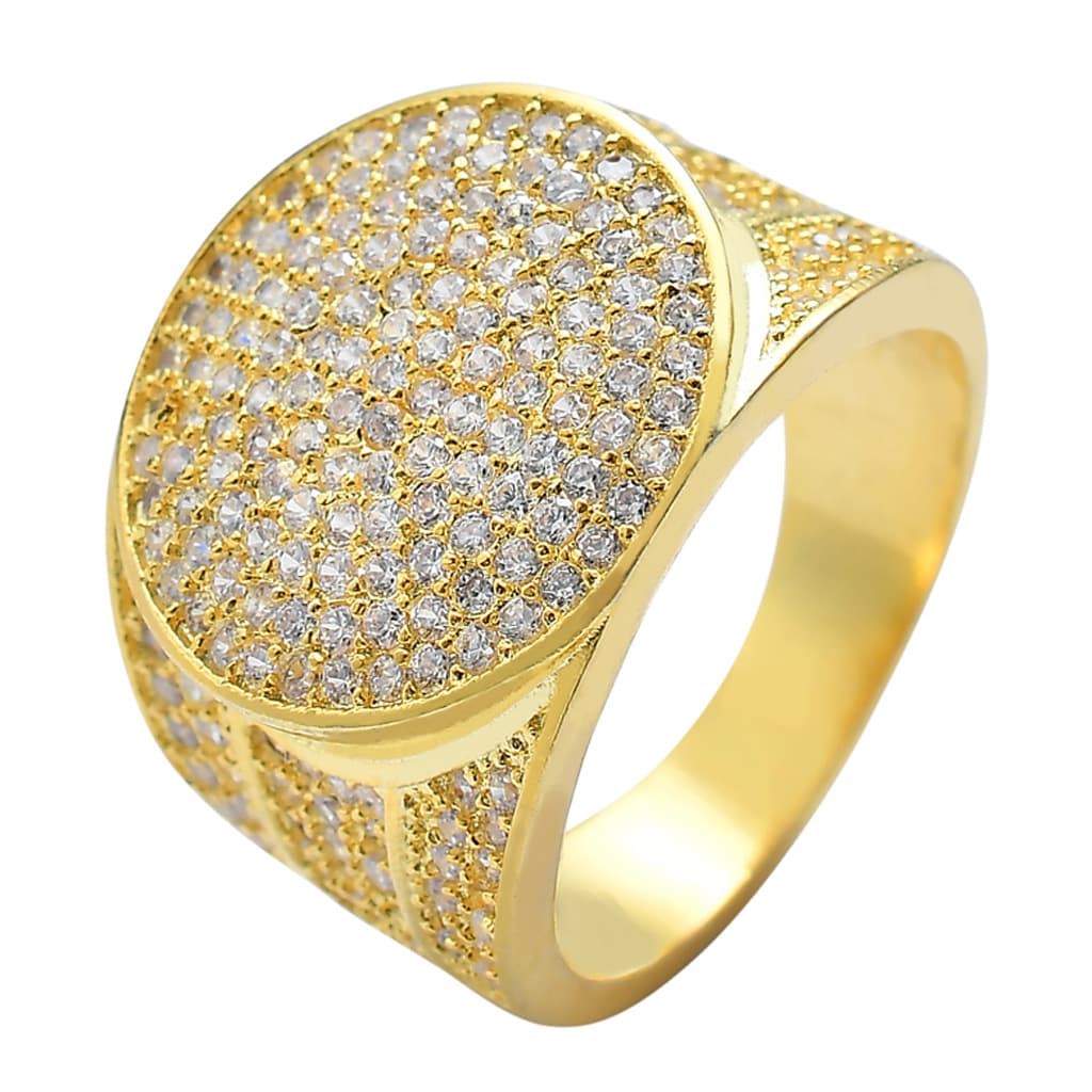 Real Electroplated Micro Inlaid Zircon Hip-hop Hiphop Men's Personalized Gold Ring