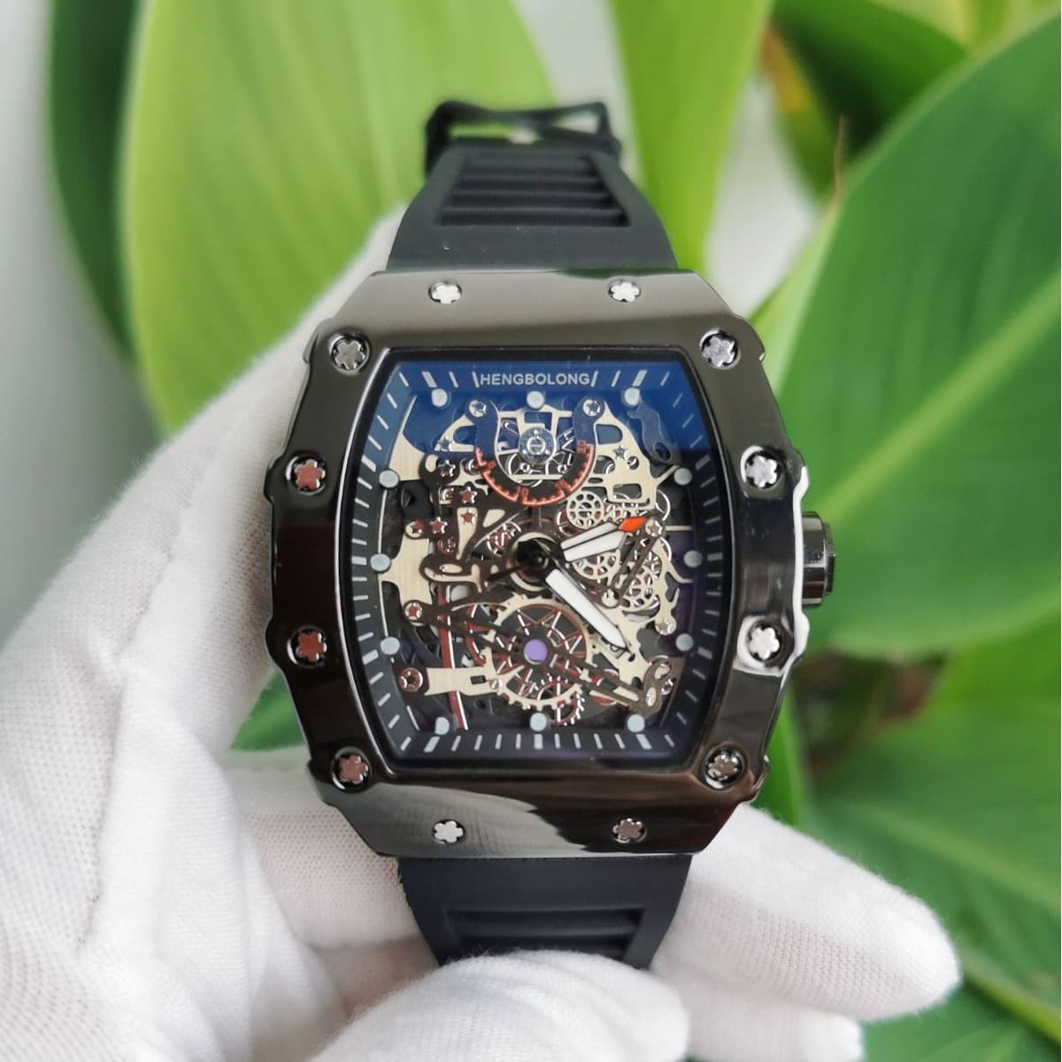 Popular Wine Barrel Shaped Fashionable Mechanical Layered Photosensitive Surface Bright Shell Men's Watch Watch