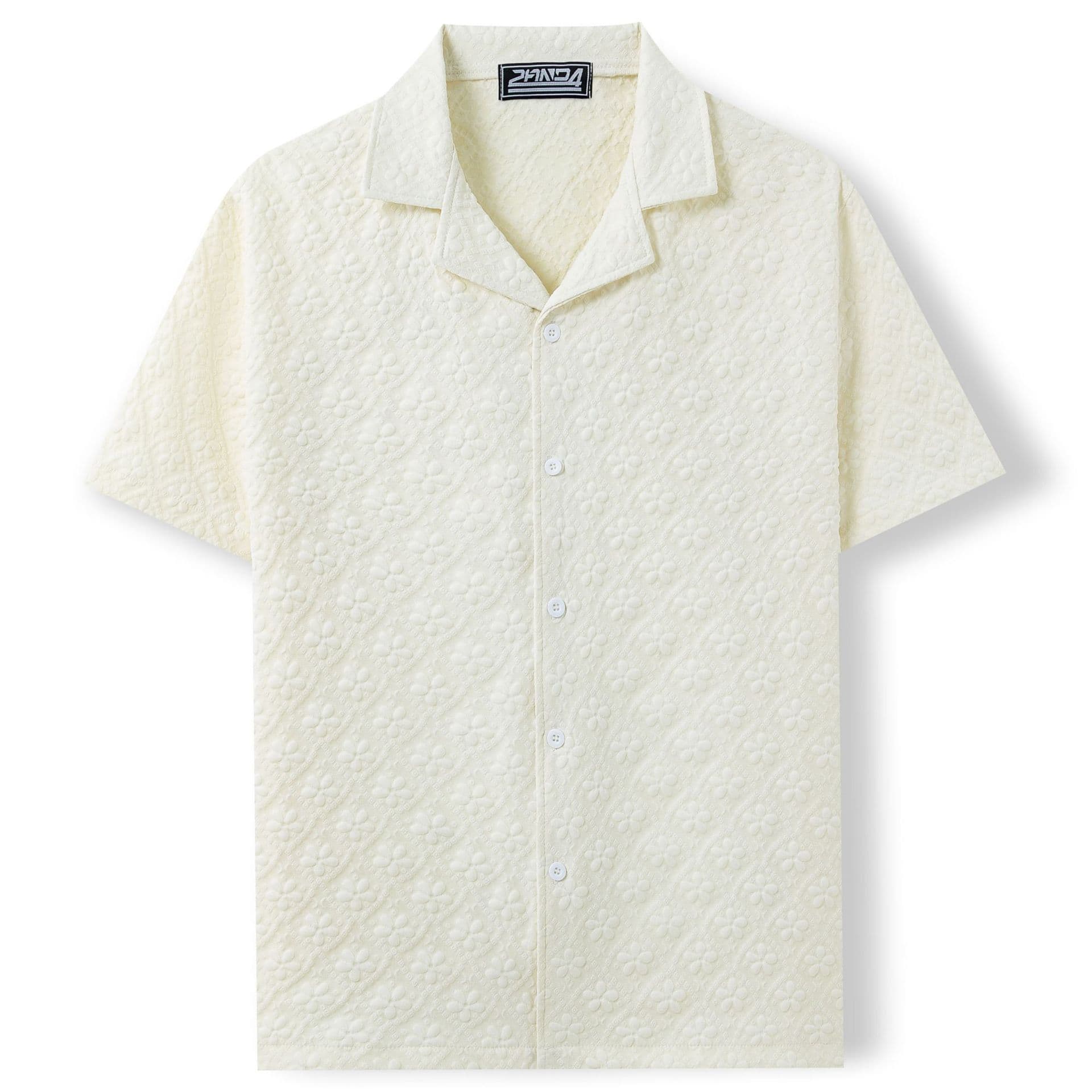 Men's Clothing [Tropicana] Men's Cuban Collar Shirt - Breathable Jacquard Short Sleeve | Resort & Casual Wear