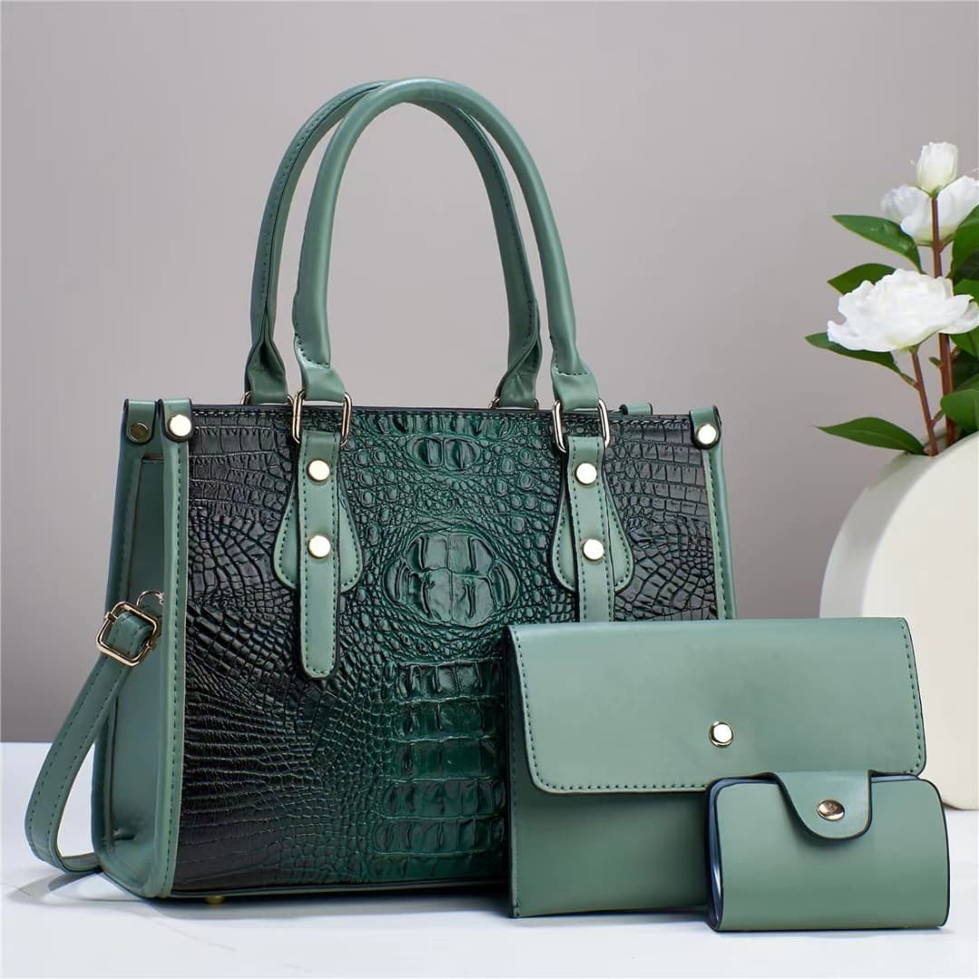 Women's Handbag Stylish Crocodile Handbag High-grade Sense Of One Shoulder Crossbody Bag Mother Bag Three Sets Of Texture