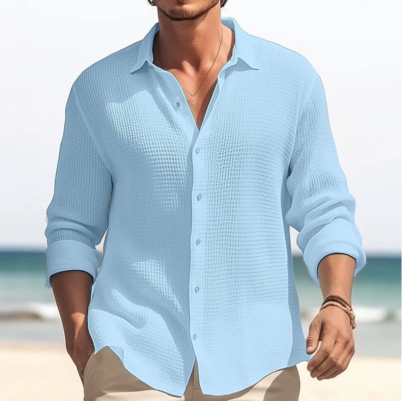 [ComfortLuxe] Plus Size Men's Shirt - Soft Long Sleeve | Home & Casual Wear