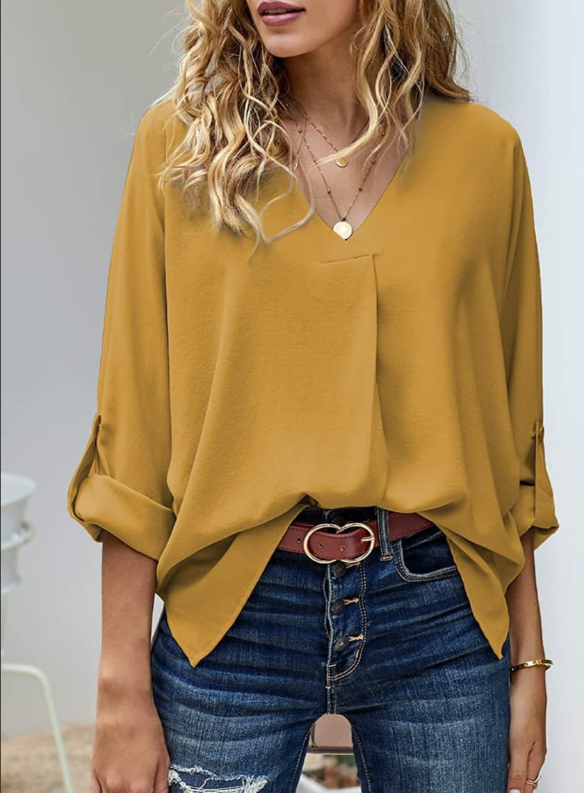 Women's Sexy V-neck Loose Large Size Shirt Versatile Casual Tops for Women