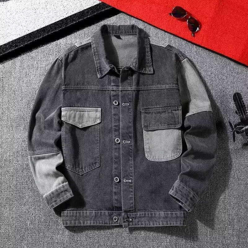 Men's Retro Workwear Denim Jacket Trendy Casual Style For Spring And Autumn