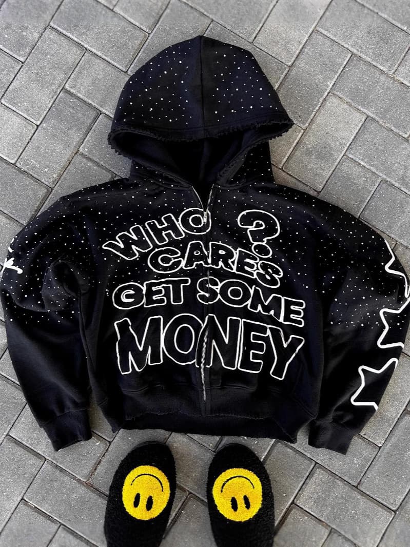 Men's 3D Print Zip-Up Hoodie - Streetwear Jacket With Bold Graphics, Oversized Fit (Black, S-XL)