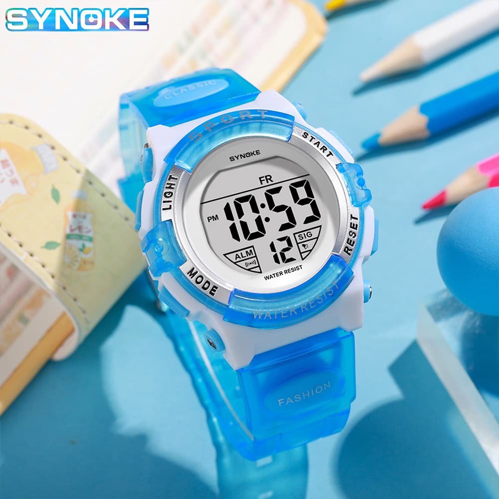 SYNOKE children's watch colorful luminous waterproof sports girl electronic watch alarm multi-functional student sports watch