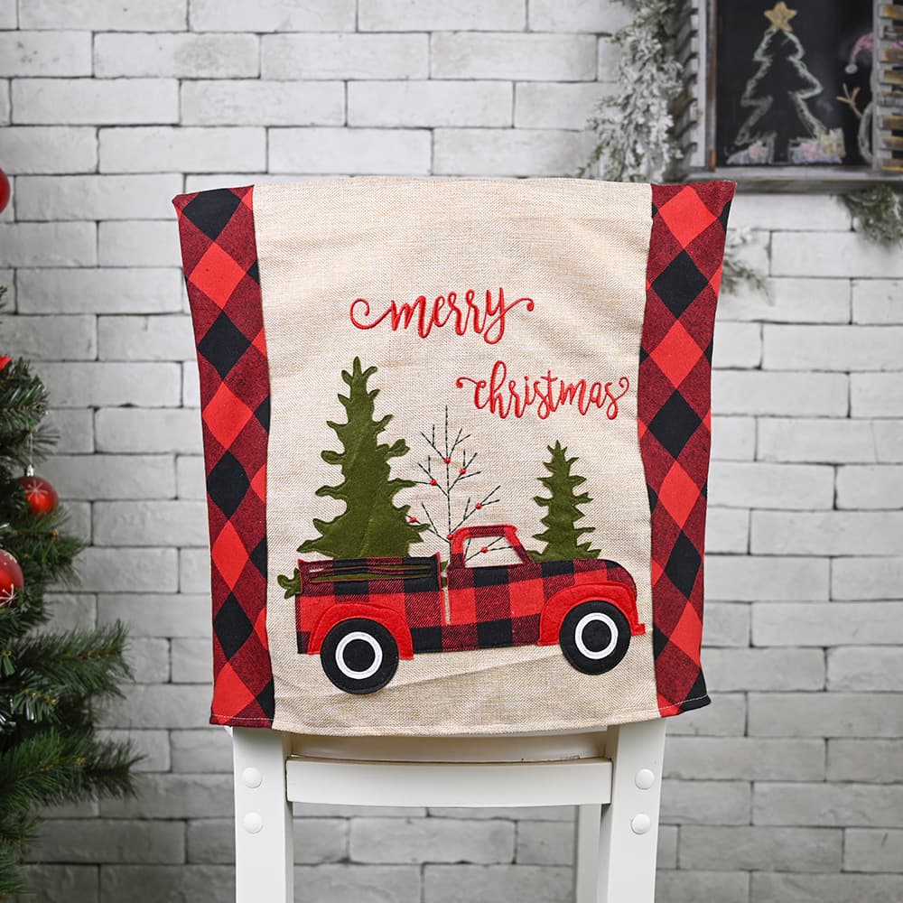 Christmas Decorations Plaid Car Christmas Tree Chair Cover Stool Cover Creative Home Decorative Chair Cover