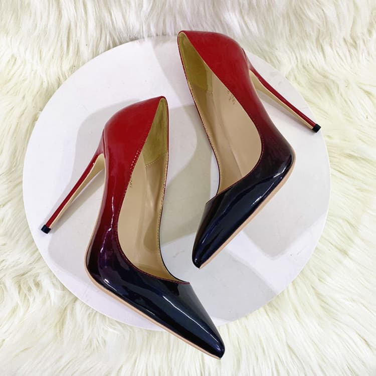Size33-46 Women's Shoes Gradient Color Celebrity High Heels Women 12CM Pointed Stiletto Shallow Mouth Single Shoes