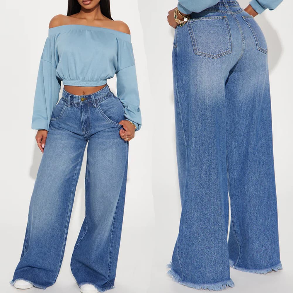 Women's Clothing Wide Leg Jeans For Women Oose Jeans Street Washed Jeans