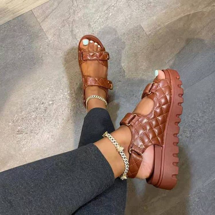 Foreign trade large size thick-soled sandals for women 2024 summer new European and American casual cross-border Velcro women's sandals