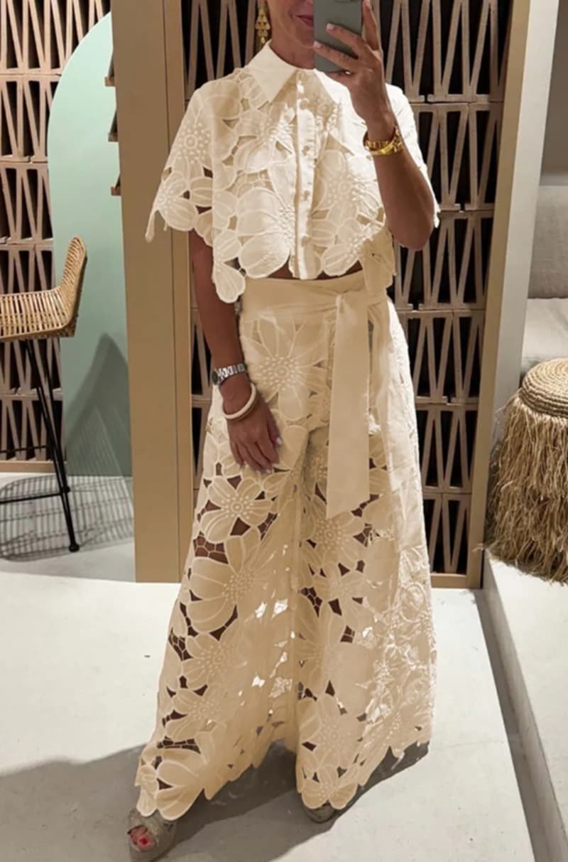 Elegant Lace Leisure Suit For Women - Comfortable & Stylish Two-Piece Set