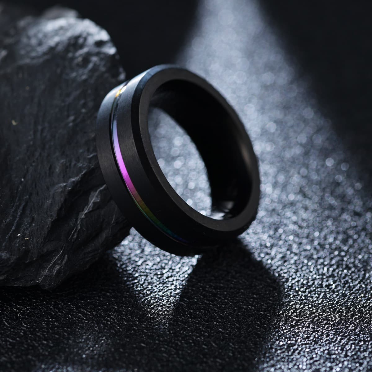 Men's black plated color men's tungsten steel ring popular jewelry