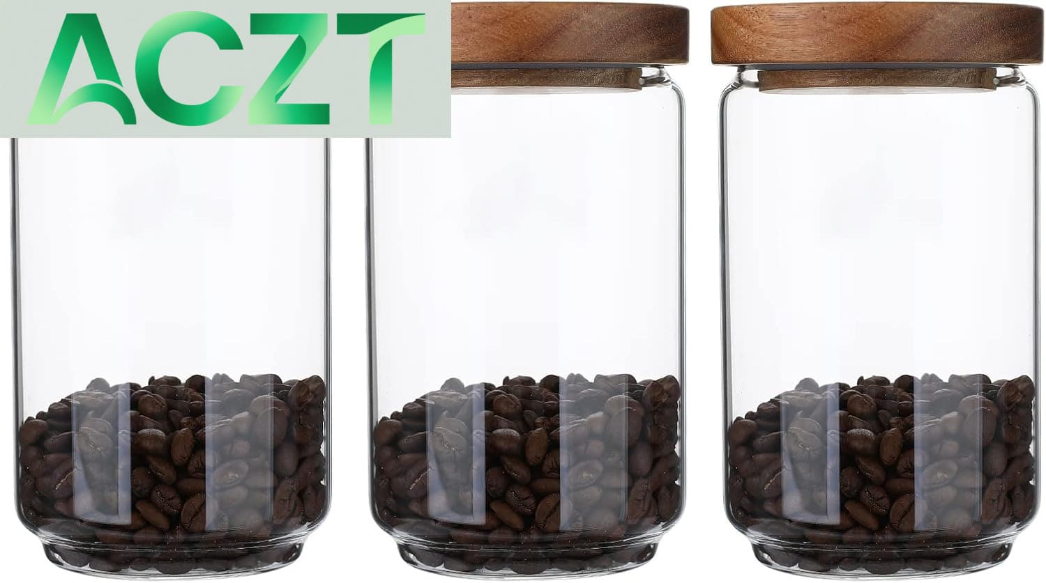 choiceness Storage 3-Piece Set, 25 Oz (Approximately 708.7 G) High Borosilicate Glass Container Kitchen Food Jar With Acacia