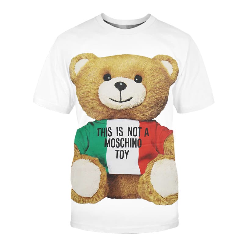 T-Shirt ample surdimensionné à imprimé de dessin animé ours pour femmes, nouvelle collection