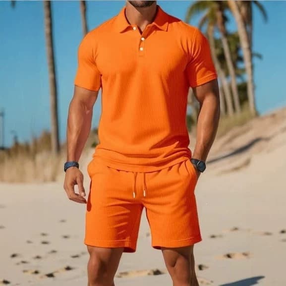 Men's High Quality Loose Fitting Versatile Fashionable Trendy Short Sleeved Shirt And Shorts Set Casual Summer Two Piece Set