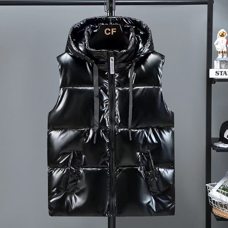 Men's Clothing New Coat Cotton Vest Men's Autumn And Winter Vest Thickened Warm Vest Korean Style Trendy Glossy Wash-Free Couple Cotton Vest