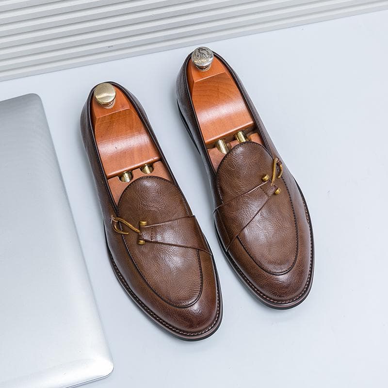 Large British Style Men's Loafers 2025 Spring And Autumn New Business Formal Casual One Foot Leather Shoes