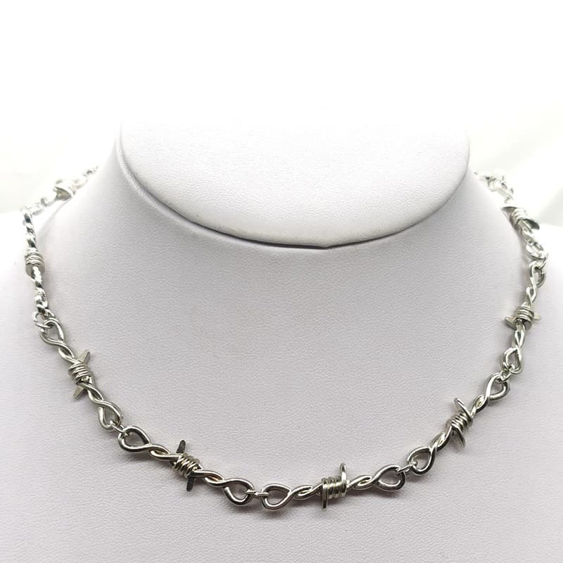 Iron Hip-Hop Gothic Punk Style Wire Mesh Small Thorn Chain Choker Necklace For Men And Women