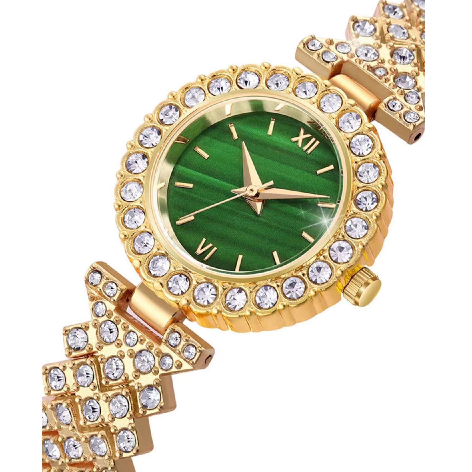 Diamond-encrusted Green Green Bracelet Women's Watch Women's Niche High-grade Sense Watch