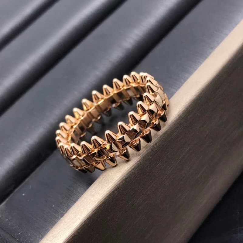 Ready Stock Men's Ring Women's Punk Party Gift No Fading Jewelry Electroplated K Gold Titanium Steel Rivet Bullet Rotating