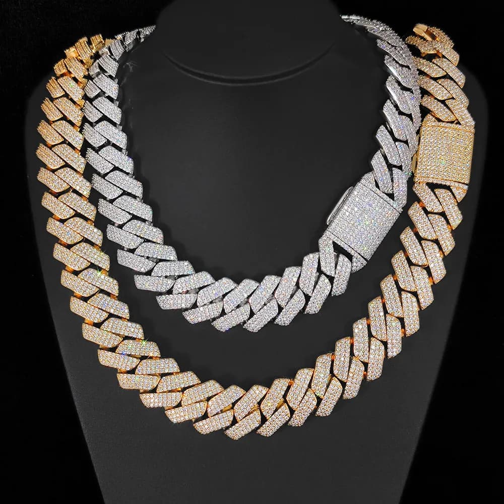 25MM Necklace Designer Jewelry Cuban Link Moissanite Chain Custom Iced Out Pass Diamond Test Hip Hop Chains for Men