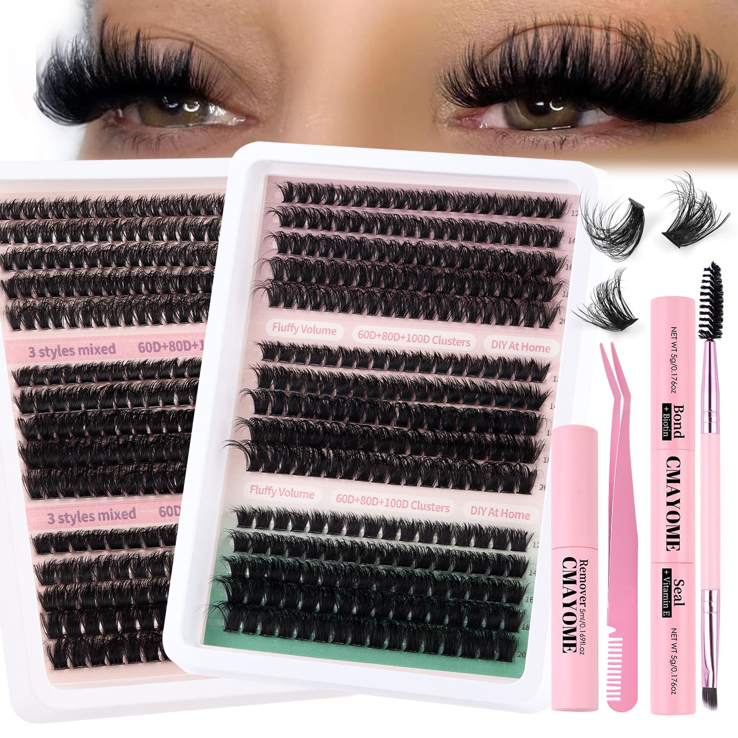 Cross border hot selling 270 clusters 60D80D100D thick false eyelashes set natural DIY segmented single cluster eyelashes