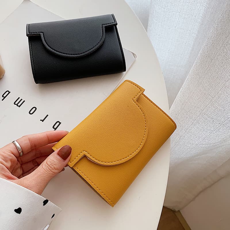 recommended simple short wallet women's new ultra thin small fresh folding buckle fashion coin purse card holder