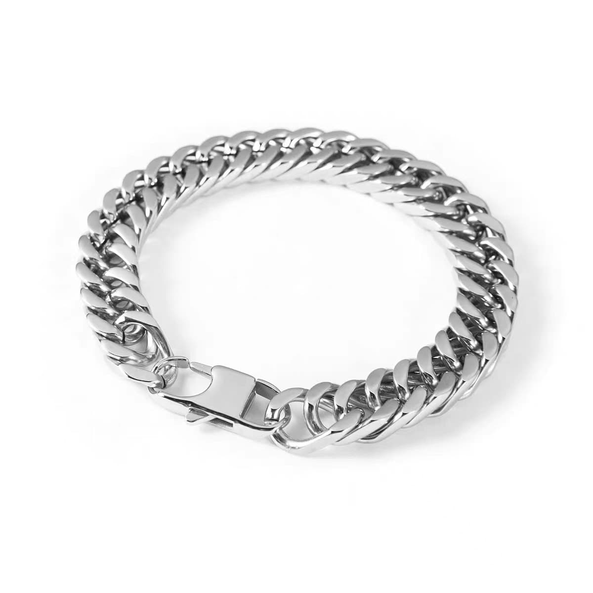 exquisite titanium steel four sided grinding double woven bracelet hip hop trend all match simple Cuban bracelet jewelry buckle hand ornaments