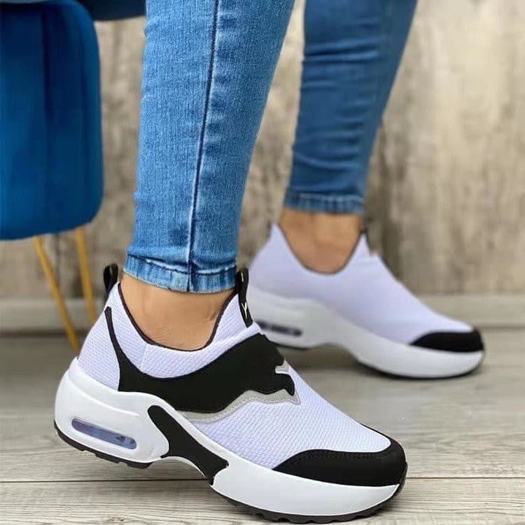 Women's Vulcanized Shoes Fashion Mesh Casual Shoes Platform Wedge Sneakers Plus Size Flat Sports Sneakers B00027