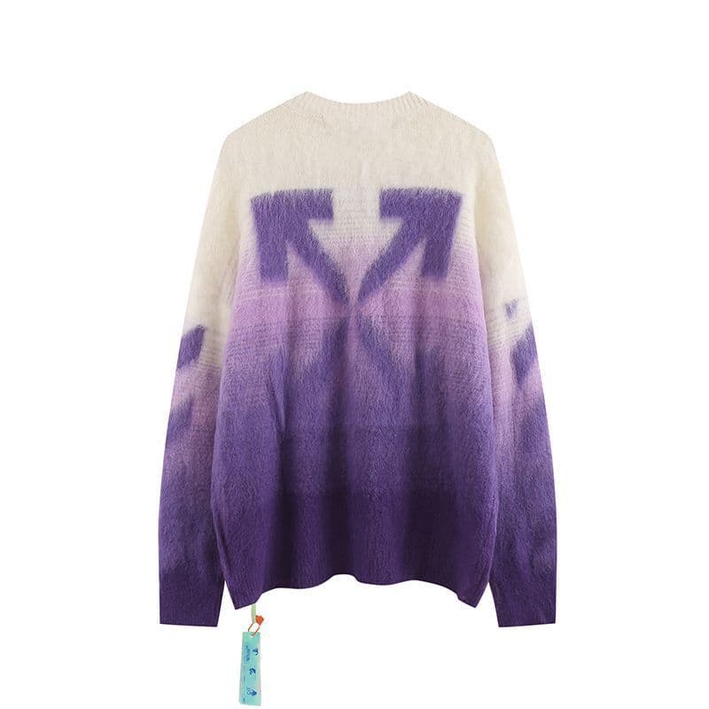 Nouvelle tendance automne/hiver OW WAR pull ample en laine tricoté jacquard mohair dégradé de flèches