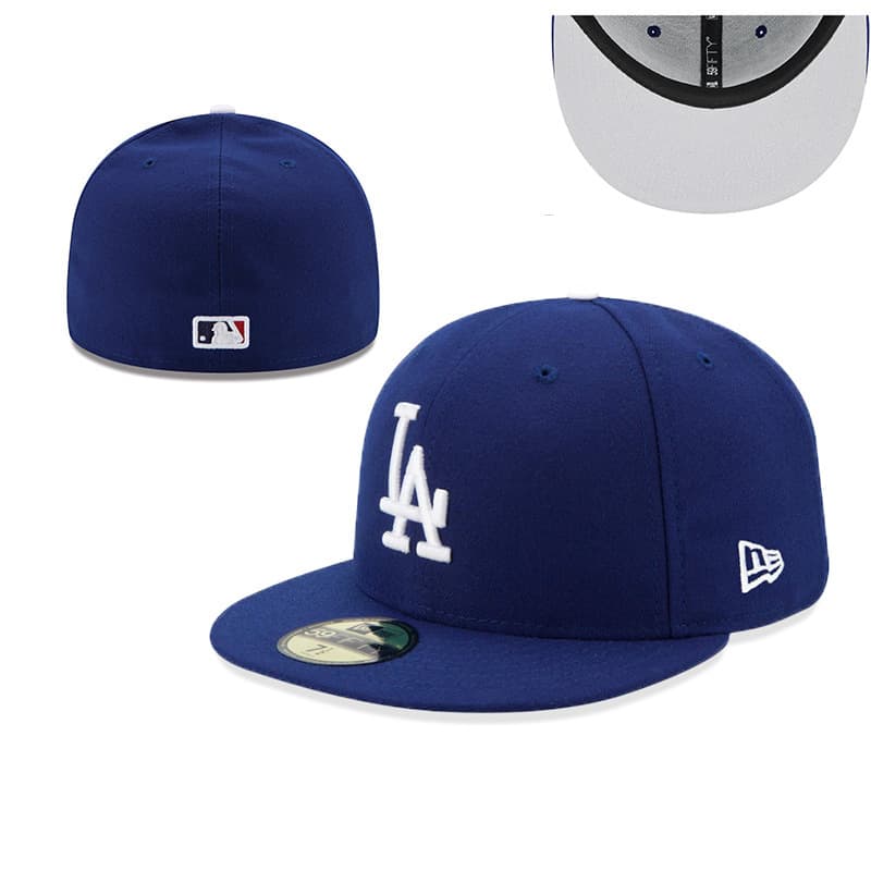 Casquette de baseball brodée, protection solaire intégrale, taille L (5A), de qualité supérieure Los Angeles Dodgers, pour l'exportation.