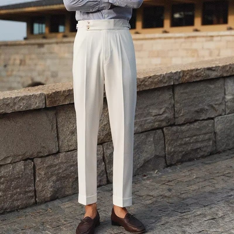 Men's Clothing Casual Pants Men's Summer Mature Style High End Slim Fit Suit Pants Trendy Brand Skinny Nine Point Pants For Boys