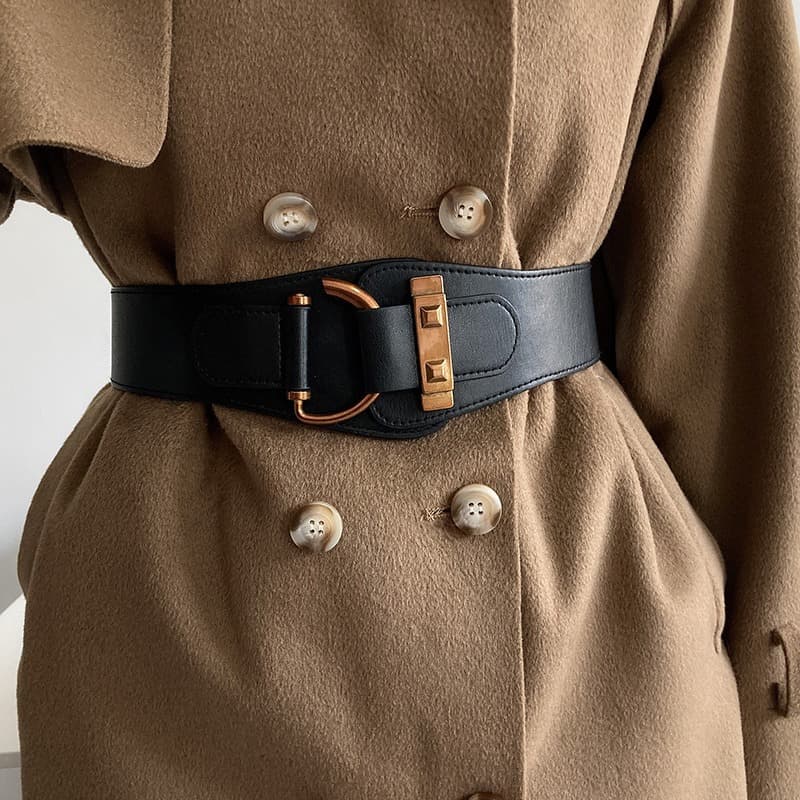 Waist Seal Women's Decorative Coat Suit Black Elastic Elastic Belt Free Punching Fashionable Retro Niche Personalized Belt